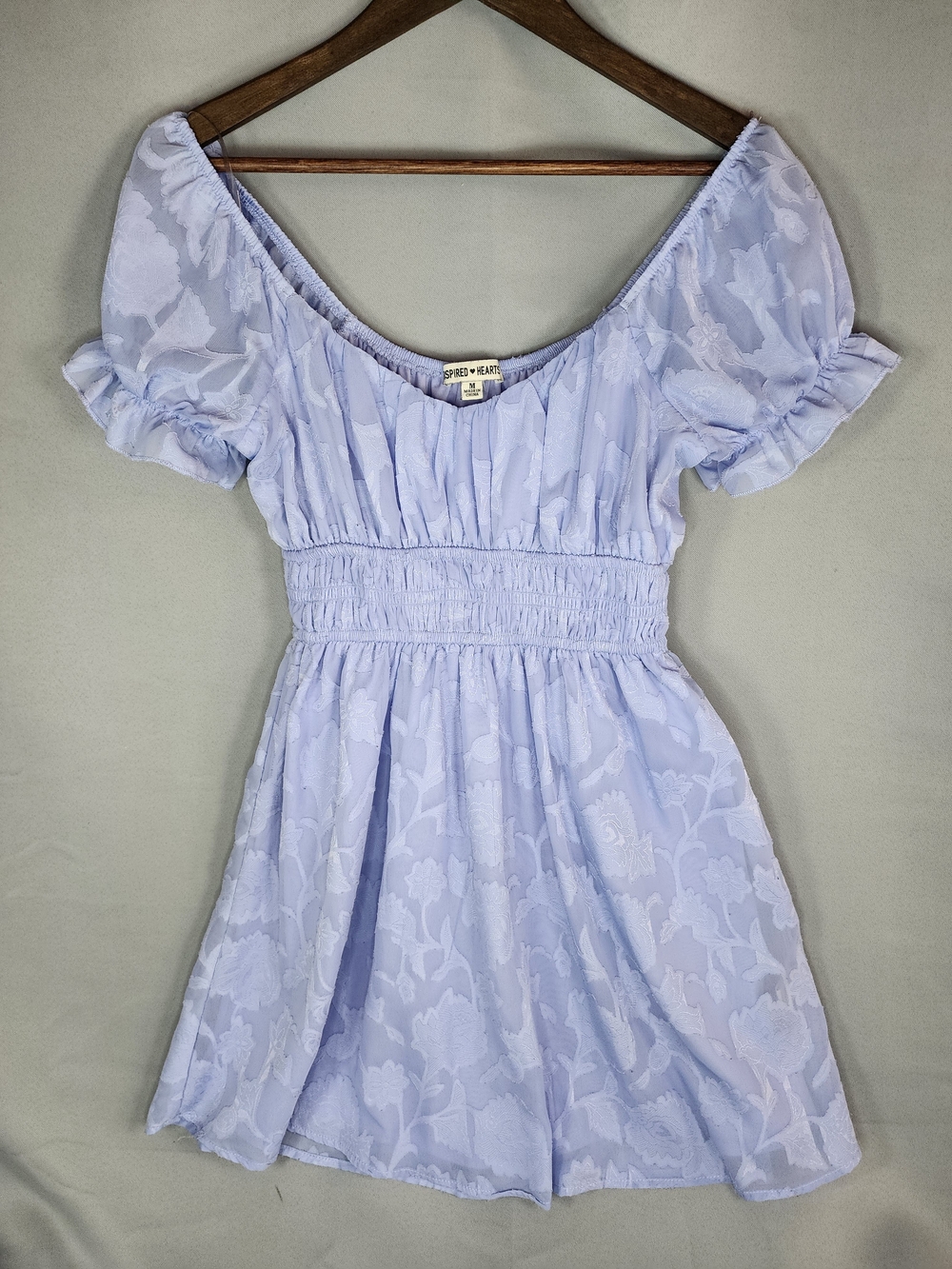 Inspired Hearts Lilac Floral Dress with Smocked Waist